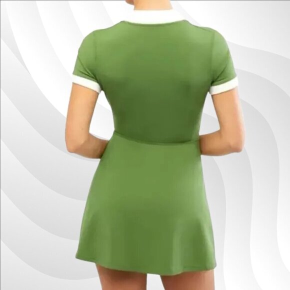 2/$50 WeWoreWhat Polo Dress Court Green & Optic White Size XL | Sporty Style - Picture 2 of 8